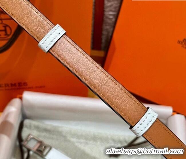 Well Crafted Hermes Women's Rivale Belt 1.8cm with Two Medor Studs and Ring Buckle H5022 White/Silver 2025