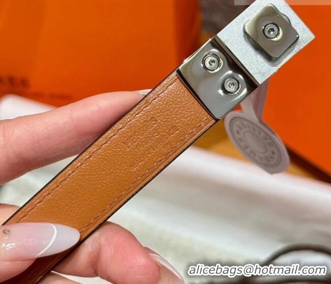 Well Crafted Hermes Women's Rivale Belt 1.8cm with Two Medor Studs and Ring Buckle H5022 White/Silver 2025