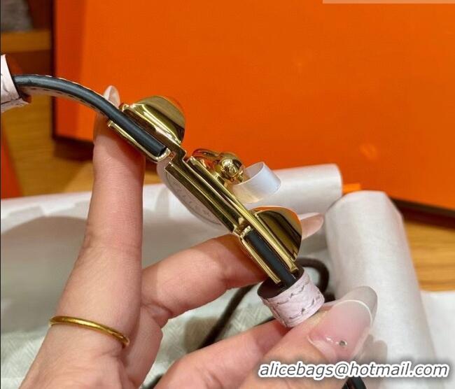 New Fashion Hermes Women's Rivale Belt 1.8cm with Two Medor Studs and Ring Buckle H5022 Pink/Gold 2025