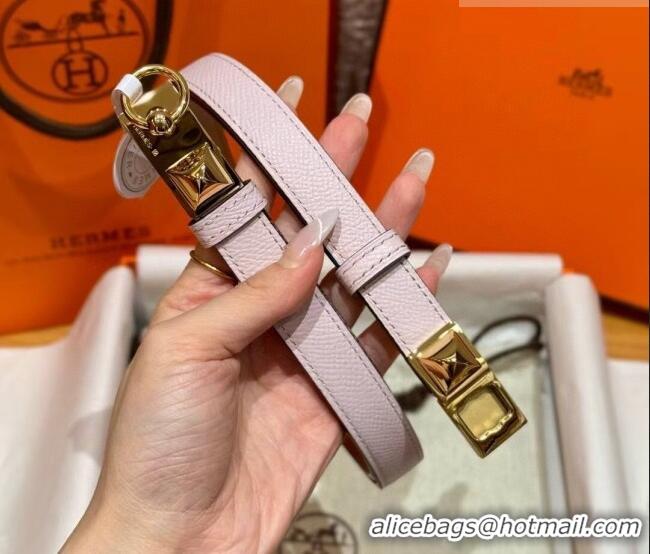 New Fashion Hermes Women's Rivale Belt 1.8cm with Two Medor Studs and Ring Buckle H5022 Pink/Gold 2025
