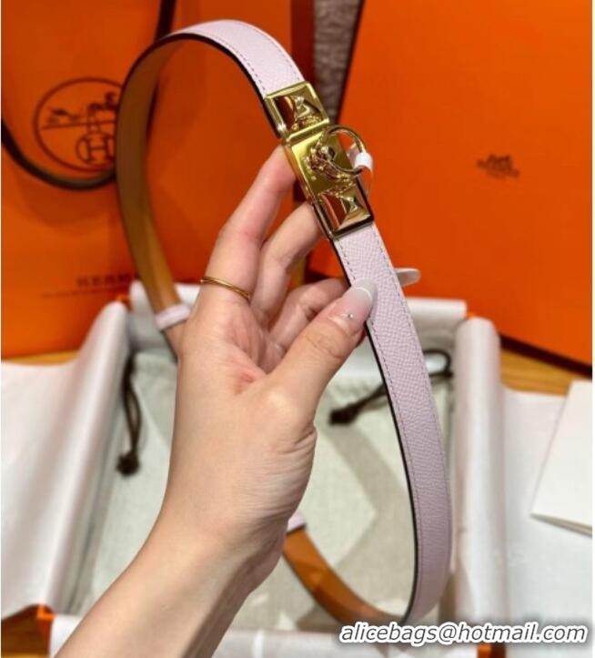 New Fashion Hermes Women's Rivale Belt 1.8cm with Two Medor Studs and Ring Buckle H5022 Pink/Gold 2025