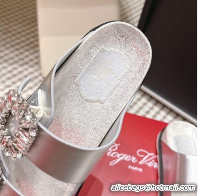 Purchase Roger Vivier Slidy Viv' Strass Buckle Flat Slides Sandal 0225043 Silver 2026