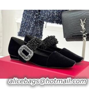 Good Quality Roger Belle Vivier Mary Janes Pump in Velvet Black 0225052 2026