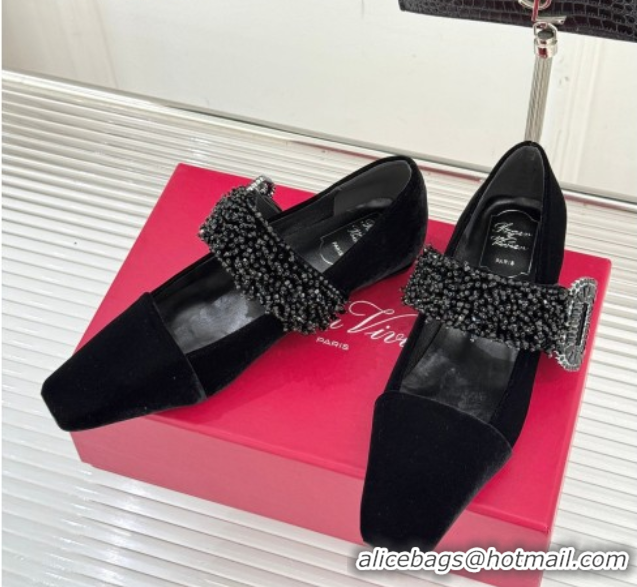 Good Quality Roger Belle Vivier Mary Janes Pump in Velvet Black 0225052 2026