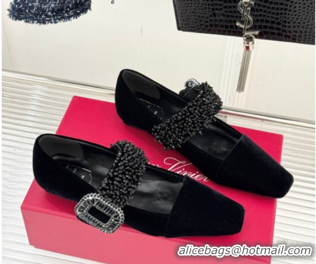 Good Quality Roger Belle Vivier Mary Janes Pump in Velvet Black 0225052 2026