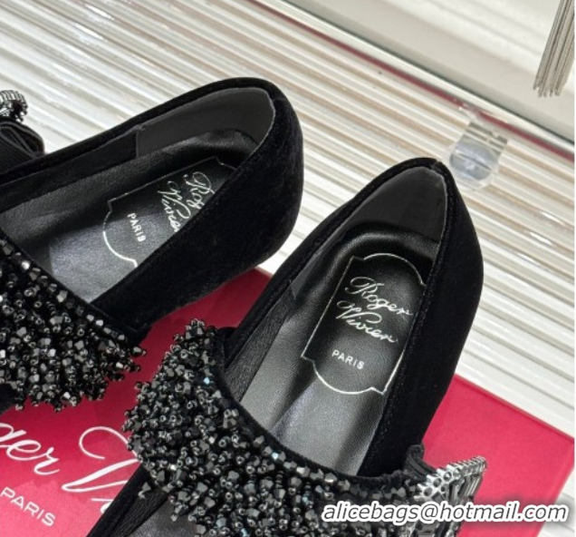 Good Quality Roger Belle Vivier Mary Janes Pump in Velvet Black 0225052 2026