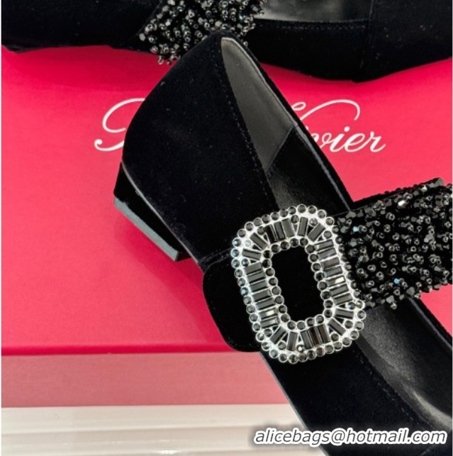 Good Quality Roger Belle Vivier Mary Janes Pump in Velvet Black 0225052 2026