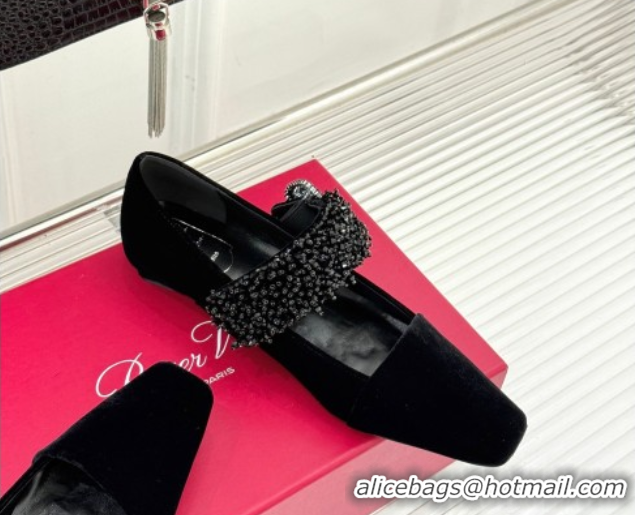 Good Quality Roger Belle Vivier Mary Janes Pump in Velvet Black 0225052 2026
