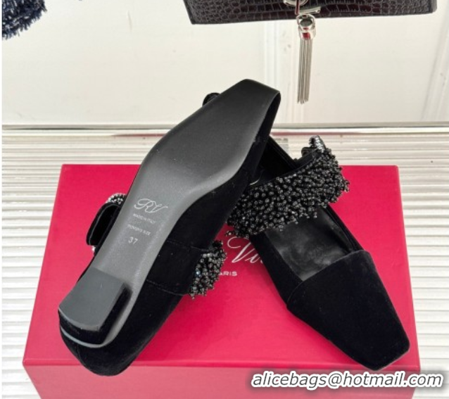 Good Quality Roger Belle Vivier Mary Janes Pump in Velvet Black 0225052 2026