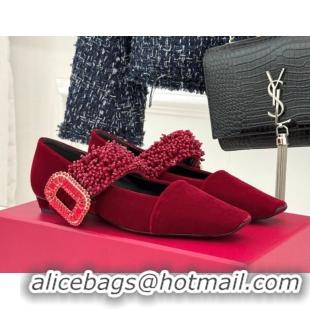 Best Grade Roger Belle Vivier Mary Janes Pump in Velvet 0225052 Red 2026