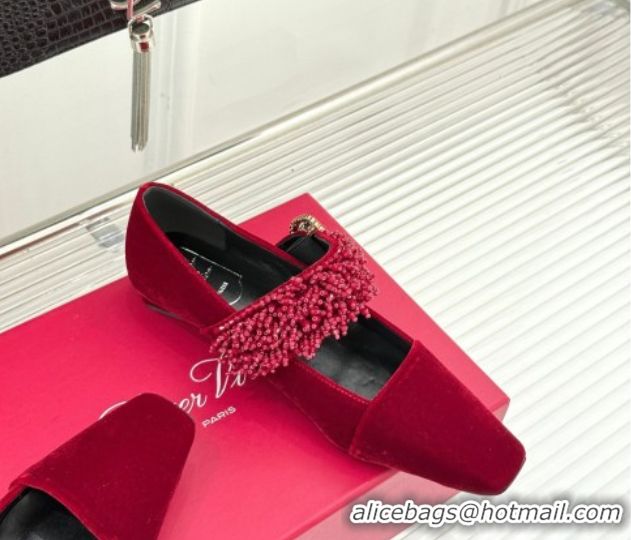 Best Grade Roger Belle Vivier Mary Janes Pump in Velvet 0225052 Red 2026