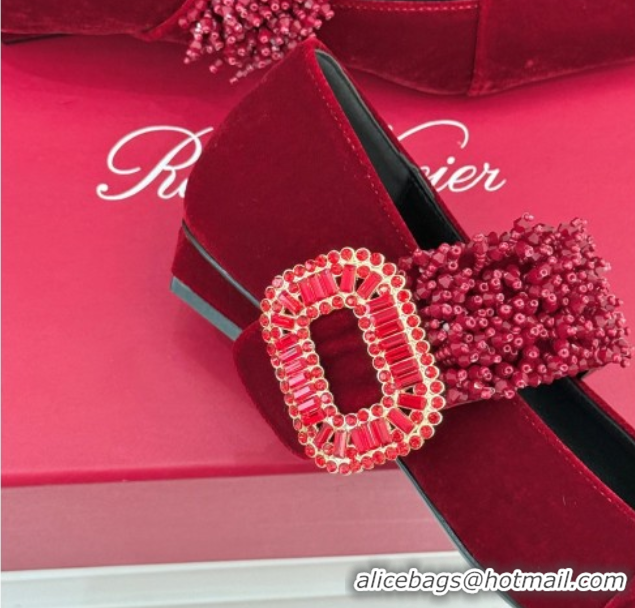 Best Grade Roger Belle Vivier Mary Janes Pump in Velvet 0225052 Red 2026