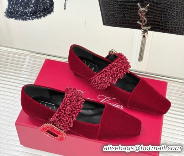 Best Grade Roger Belle Vivier Mary Janes Pump in Velvet 0225052 Red 2026