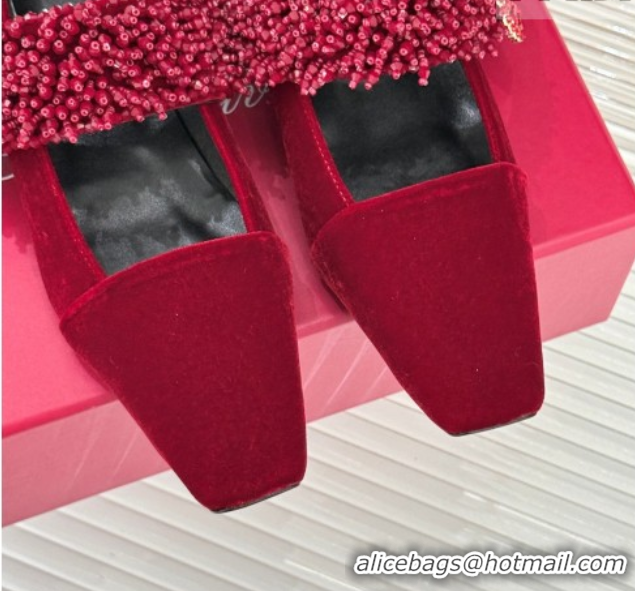 Best Grade Roger Belle Vivier Mary Janes Pump in Velvet 0225052 Red 2026