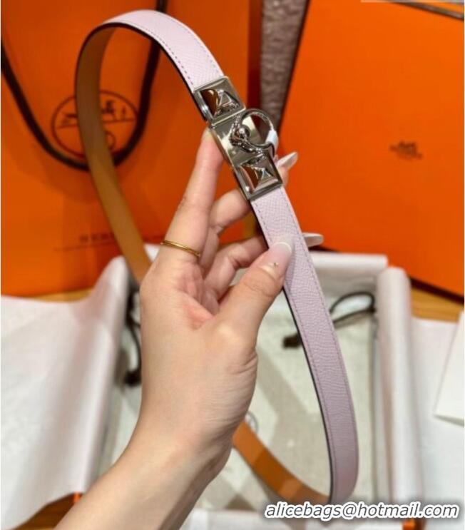 Top Grade Hermes Women's Rivale Belt 1.8cm with Two Medor Studs and Ring Buckle H5022 Pink/Silver 2025