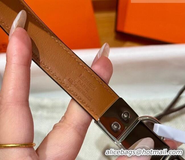 Top Grade Hermes Women's Rivale Belt 1.8cm with Two Medor Studs and Ring Buckle H5022 Pink/Silver 2025