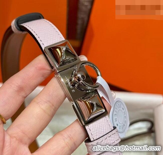 Top Grade Hermes Women's Rivale Belt 1.8cm with Two Medor Studs and Ring Buckle H5022 Pink/Silver 2025