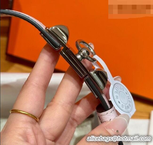 Top Grade Hermes Women's Rivale Belt 1.8cm with Two Medor Studs and Ring Buckle H5022 Pink/Silver 2025