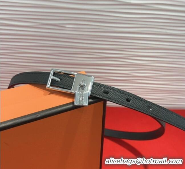 Buy Discount Hermes Lucky Lock Reversible Belt 1.7cm in Calfskin Leather HS091201 Black/Silver 2025