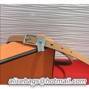 Buy Discount Hermes Lucky Lock Reversible Belt 1.7cm in Calfskin Leather HS091201 Brown/Silver 2025