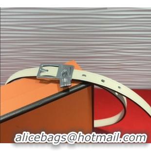Well Crafted Hermes Lucky Lock Reversible Belt 1.7cm in Calfskin Leather HS091201 White/Silver 2025