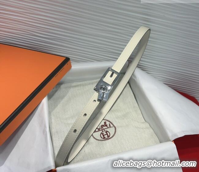 Well Crafted Hermes Lucky Lock Reversible Belt 1.7cm in Calfskin Leather HS091201 White/Silver 2025
