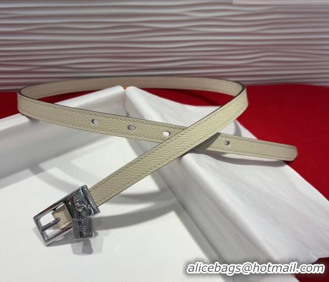 Well Crafted Hermes Lucky Lock Reversible Belt 1.7cm in Calfskin Leather HS091201 White/Silver 2025