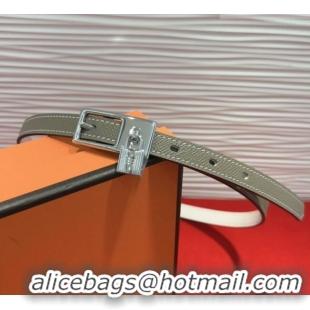 Super Quality Hermes Lucky Lock Reversible Belt 1.7cm in Calfskin Leather HS091201 Grey/Silver 2025