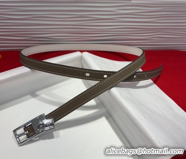 Super Quality Hermes Lucky Lock Reversible Belt 1.7cm in Calfskin Leather HS091201 Grey/Silver 2025