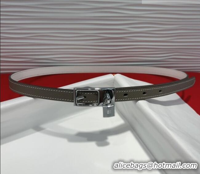 Super Quality Hermes Lucky Lock Reversible Belt 1.7cm in Calfskin Leather HS091201 Grey/Silver 2025