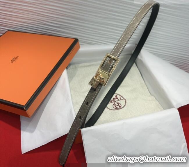 Famous Brand Hermes Lucky Lock Reversible Belt 1.7cm in Calfskin Leather HS091201 Grey/Gold 2025