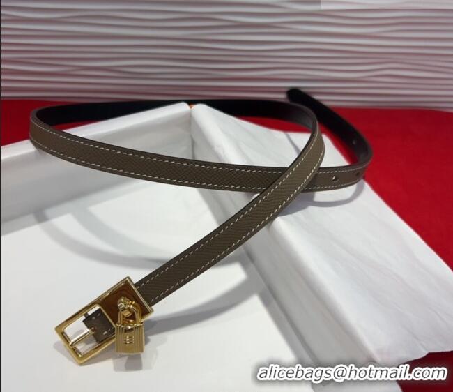 Famous Brand Hermes Lucky Lock Reversible Belt 1.7cm in Calfskin Leather HS091201 Grey/Gold 2025