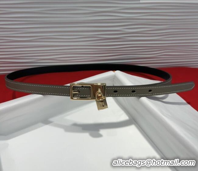Famous Brand Hermes Lucky Lock Reversible Belt 1.7cm in Calfskin Leather HS091201 Grey/Gold 2025