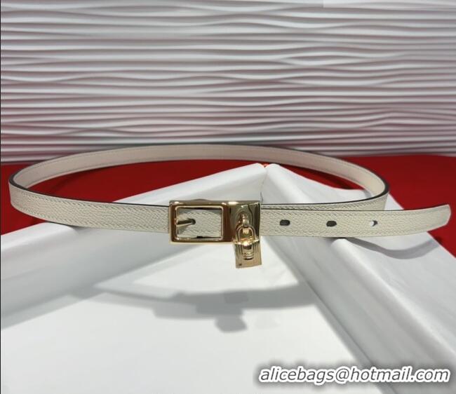 Well Crafted Hermes Lucky Lock Reversible Belt 1.7cm in Calfskin Leather HS091201 White/Gold 2025