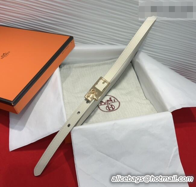 Well Crafted Hermes Lucky Lock Reversible Belt 1.7cm in Calfskin Leather HS091201 White/Gold 2025