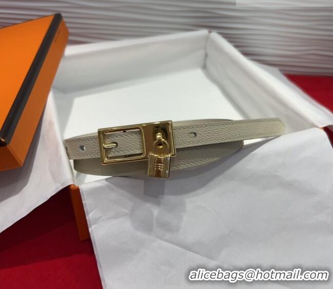 Well Crafted Hermes Lucky Lock Reversible Belt 1.7cm in Calfskin Leather HS091201 White/Gold 2025