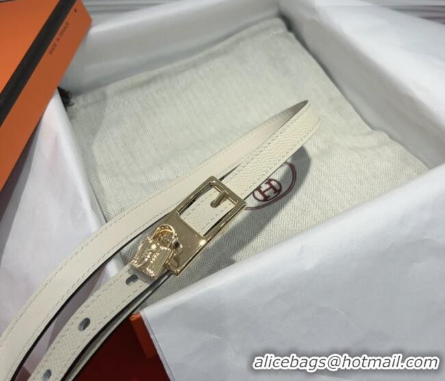 Well Crafted Hermes Lucky Lock Reversible Belt 1.7cm in Calfskin Leather HS091201 White/Gold 2025