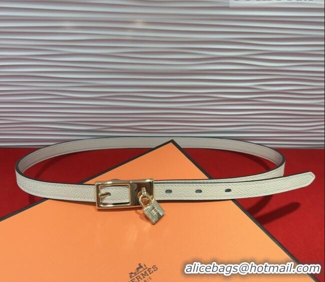 Well Crafted Hermes Lucky Lock Reversible Belt 1.7cm in Calfskin Leather HS091201 White/Gold 2025