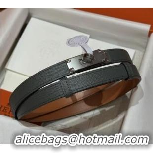 Reasonable Price Hermes Hunter Calfskin Leather Belt 1.8cm with Kelly Buckle HS091202 Grey/Silver 2025