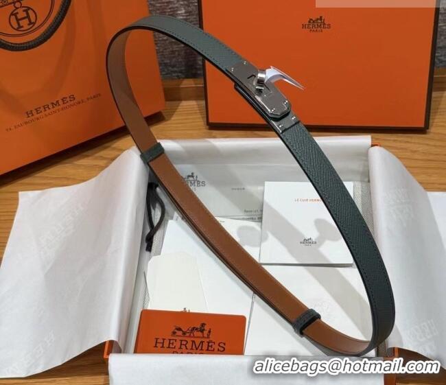 Reasonable Price Hermes Hunter Calfskin Leather Belt 1.8cm with Kelly Buckle HS091202 Grey/Silver 2025