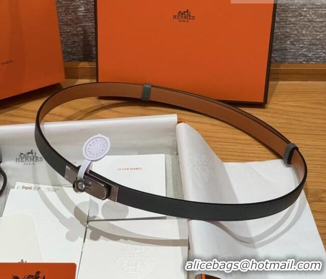 Reasonable Price Hermes Hunter Calfskin Leather Belt 1.8cm with Kelly Buckle HS091202 Grey/Silver 2025