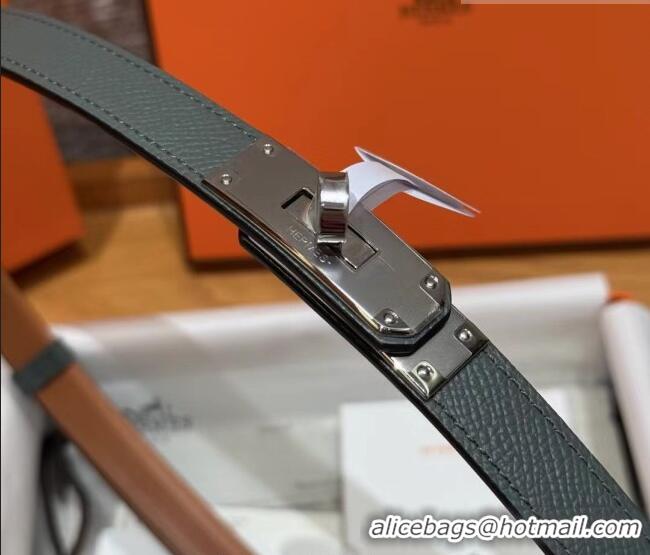 Reasonable Price Hermes Hunter Calfskin Leather Belt 1.8cm with Kelly Buckle HS091202 Grey/Silver 2025