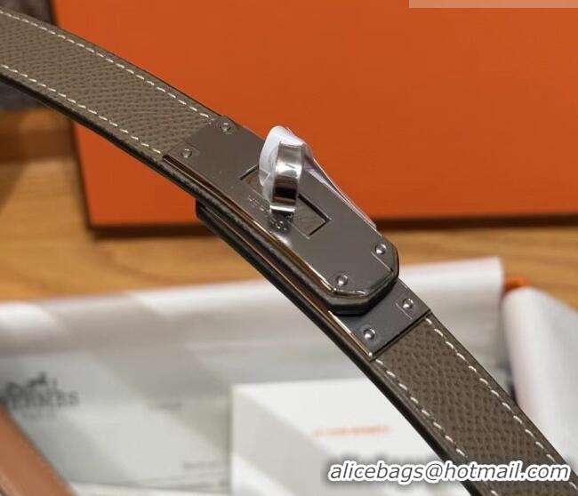 Shop Grade Hermes Hunter Calfskin Leather Belt 1.8cm with Kelly Buckle HS091202 Grey 2025