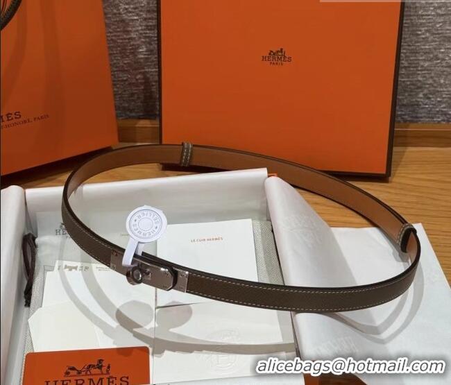 Shop Grade Hermes Hunter Calfskin Leather Belt 1.8cm with Kelly Buckle HS091202 Grey 2025
