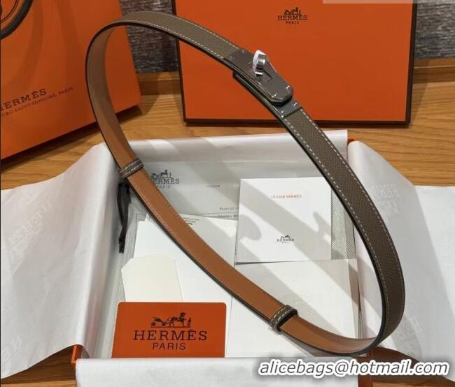Shop Grade Hermes Hunter Calfskin Leather Belt 1.8cm with Kelly Buckle HS091202 Grey 2025