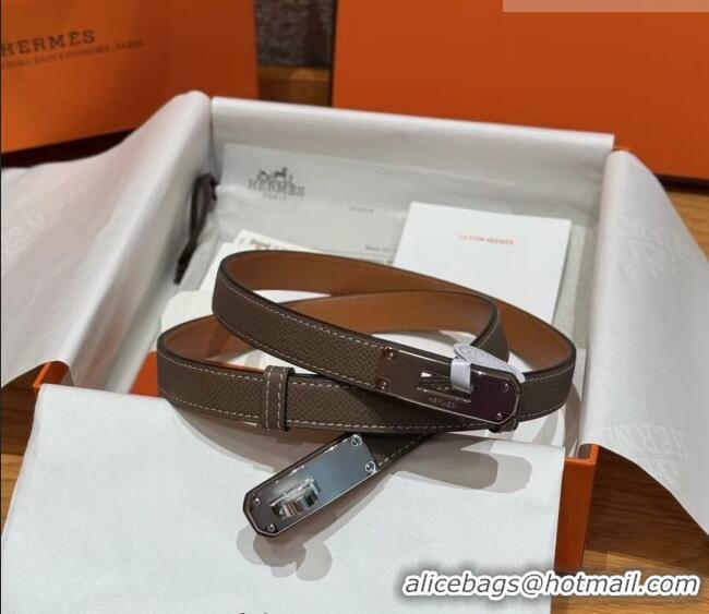 Shop Grade Hermes Hunter Calfskin Leather Belt 1.8cm with Kelly Buckle HS091202 Grey 2025