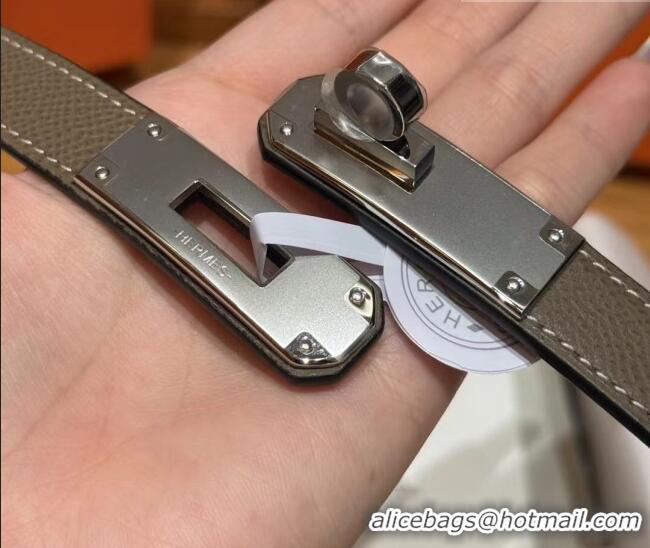 Shop Grade Hermes Hunter Calfskin Leather Belt 1.8cm with Kelly Buckle HS091202 Grey 2025