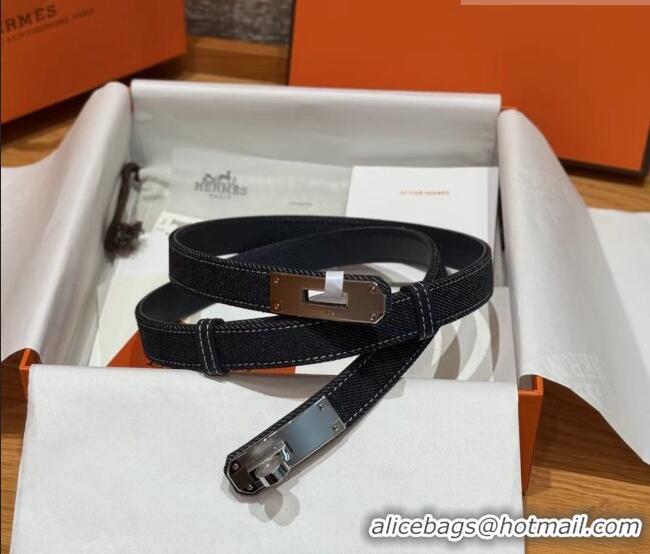 Trendy Design Hermes Denim Belt 1.8cm with Kelly Buckle HS091202 Dark Blue 2025