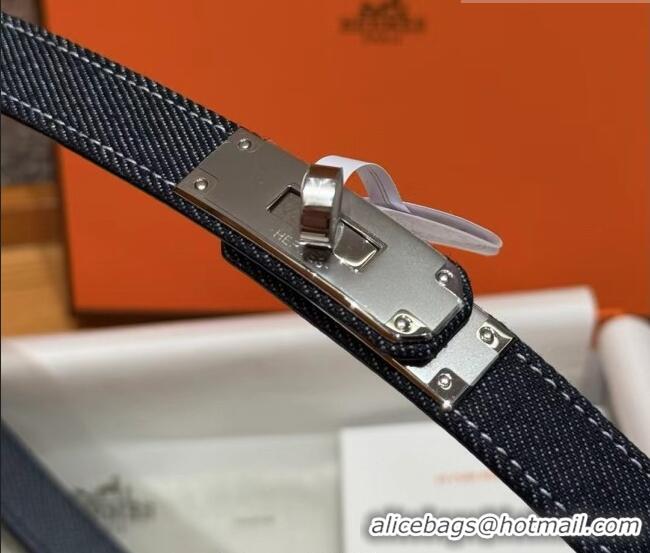Trendy Design Hermes Denim Belt 1.8cm with Kelly Buckle HS091202 Dark Blue 2025