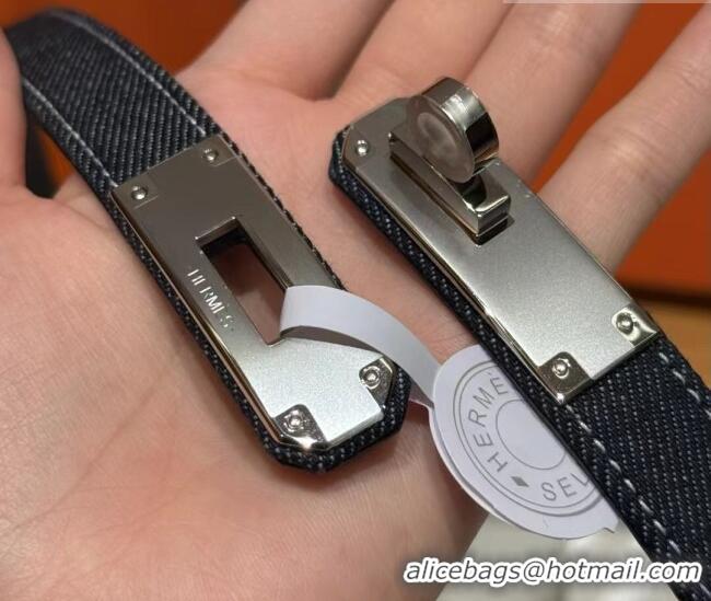 Trendy Design Hermes Denim Belt 1.8cm with Kelly Buckle HS091202 Dark Blue 2025
